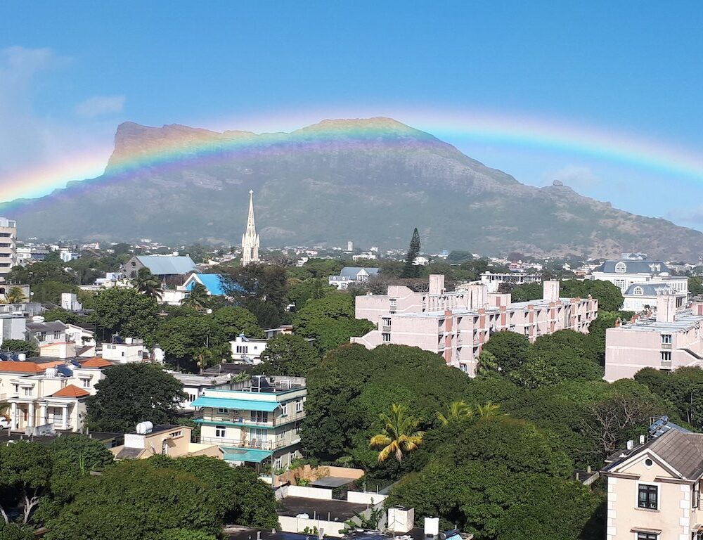 View from Nandini's home of the Corps de Garde mountain in Mauritius